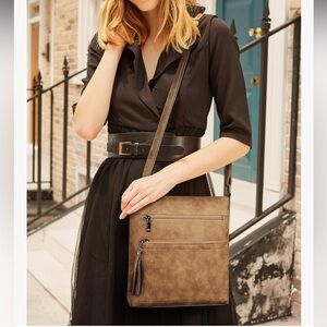 Tan Crossbody Bag with Tassel